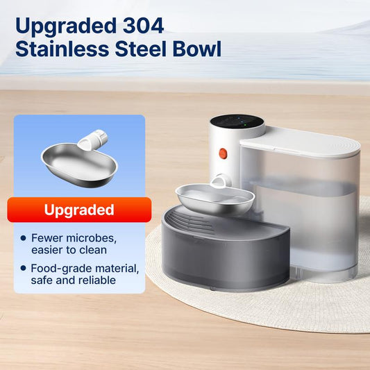 Potaroma Smart Wireless Pet Water Fountain, Stainless Steel Bowl, No Filter, 3.5L Large Capacity, Rechargeable Automatic Water Dispenser for Cats and Small Dogs, Wastewater Separation Fresh Water