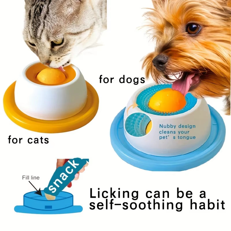 Dog Cat Lick Bowl with Slow Feeder Function Anxiety Relief Interactive Food Dispensing Supplies for Puppy Kitten Training